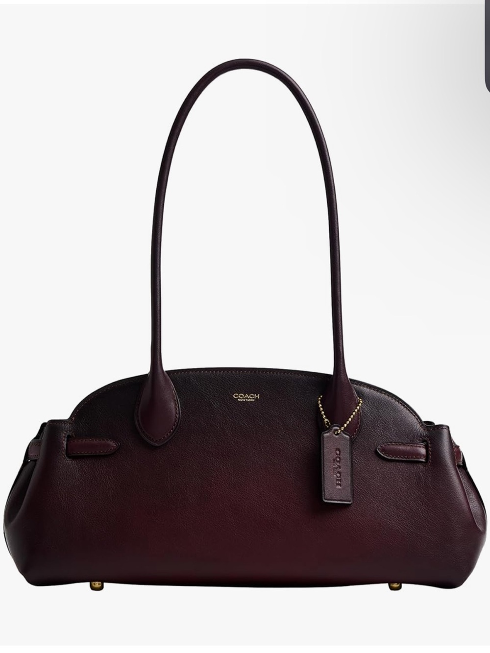 COACH Merlot Pebbled Leather Shoulder Bag with Gold Hardware